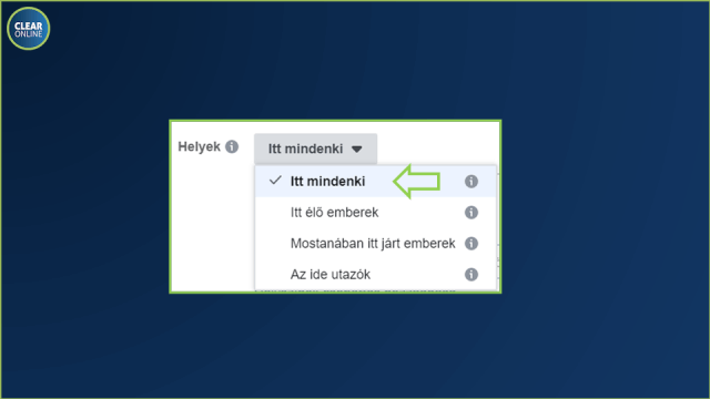 Facbook hirdetés helyszín: mindenki itt